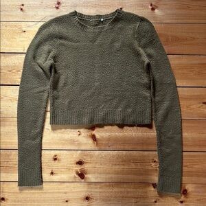 Vintage 90s Golden Olive Brown Cropped Women's Sweater. Size S